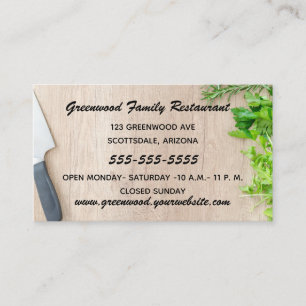 Herbs and Knife on a Cutting Board Business Card