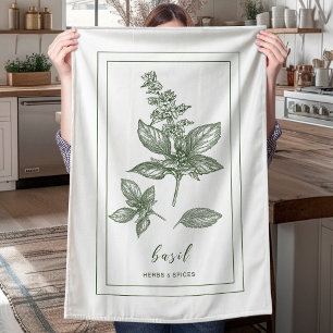 Herbs and Spices Plant Basil Green Kitchen Towel