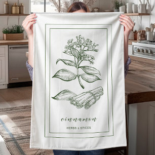 Herbs and Spices Plant Cinnamon Green Tea Towel