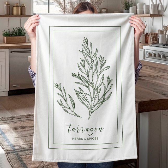 Herbs and Spices Plant Tarragon Green Tea Towel (Creator Uploaded)