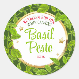 Herbs basil pesto stars Italian home canning Classic Round Sticker