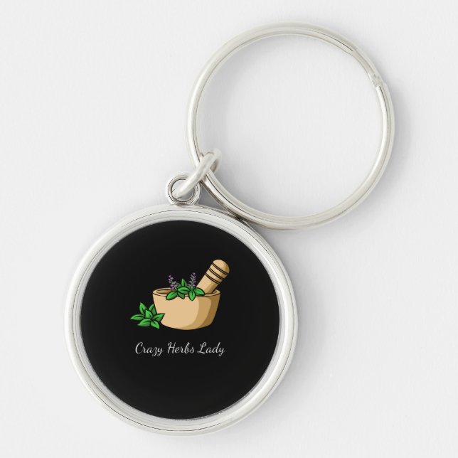 Herbs - Crazy Herbs Lady Key Ring (Front)