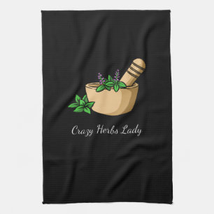 Herbs - Crazy Herbs Lady Tea Towel