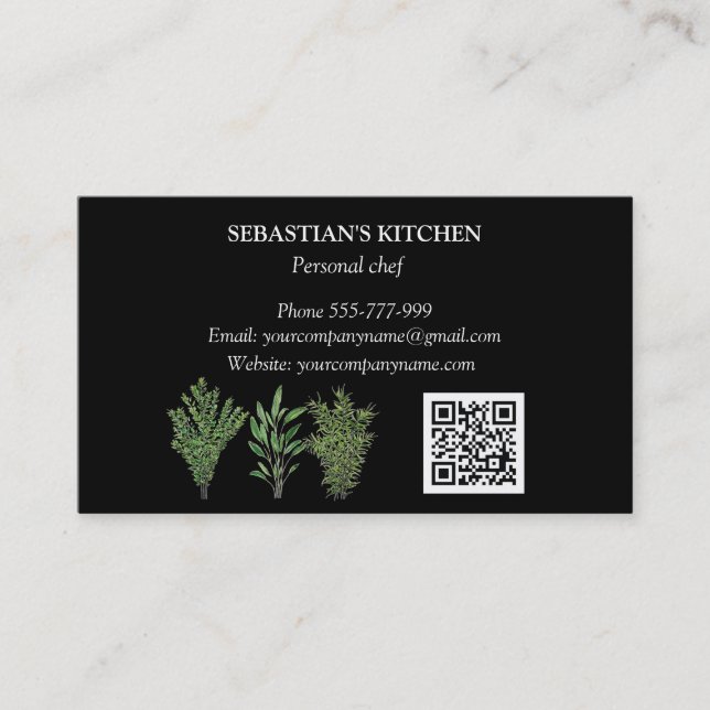 Herbs Culinary Chef Modern Caterer Restaurant  Business Card (Front)