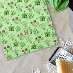 Herbs n Bees Pink Green Monogram Initial Tea Towel<br><div class="desc">Kitchen dish towel with herbs and bees pattern. Add a monogram initial in dusty pink over a light green background. The design features medicinal and flavorful herbs such as yarrow, thyme, basil and red clover. Tiny bumblebees fly to each of the botanicals in the design. The design is placed vertically...</div>