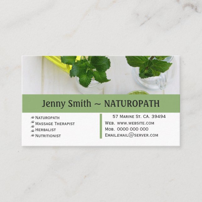 Herbs & Oil Naturopath Appointment Business Card (Front)