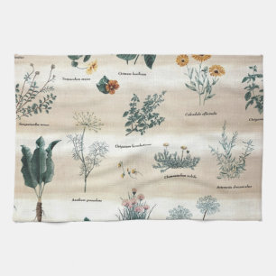 Herbs Plants Flowers Tea Towel