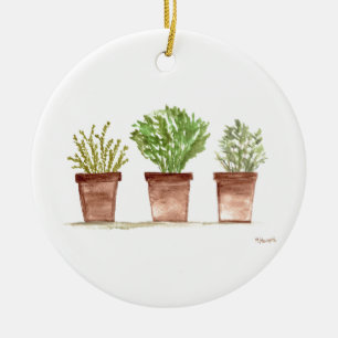 Herbs sage, rosemary, thyme ceramic ornament