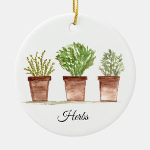 Herbs sage rosemary thyme greenery Rustic Plants Ceramic Tree Decoration