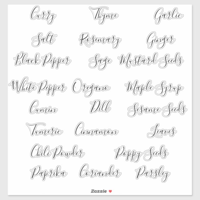 Herbs Spices Pantry Storage Canister Labels (Sheet)