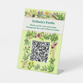 Herbs Standing Keep in Touch QR code Table Sign
