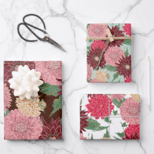 Herbst Blumen Dahlien Wrapping Paper Sheet
