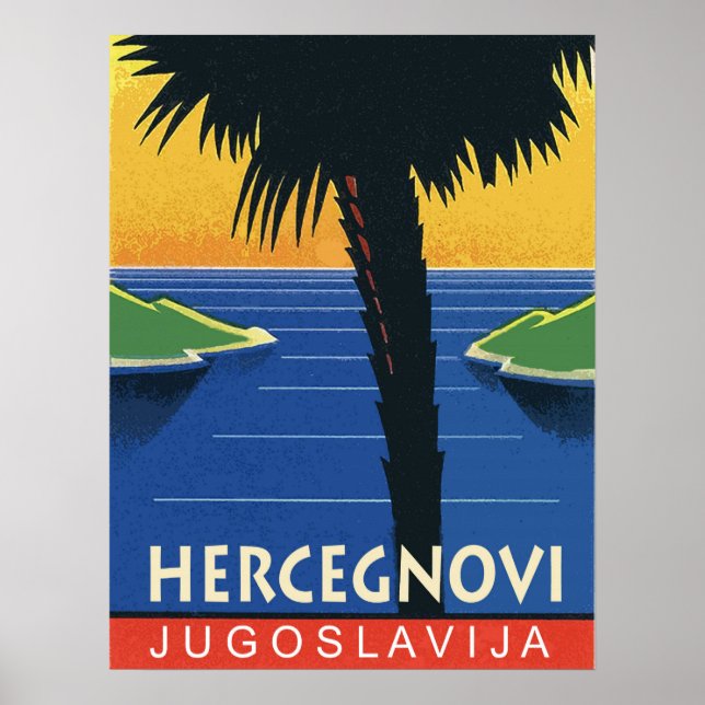 Herceg Novi, Montenegro, Yugoslavia vintage travel Poster (Front)