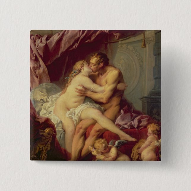 Hercules and Omphale 15 Cm Square Badge (Front)