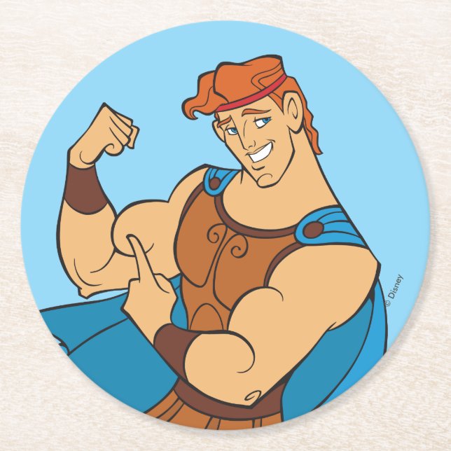 Hercules Bicep Flex Round Paper Coaster (Front)