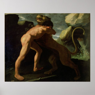 Hercules Fighting with the Nemean Lion Poster