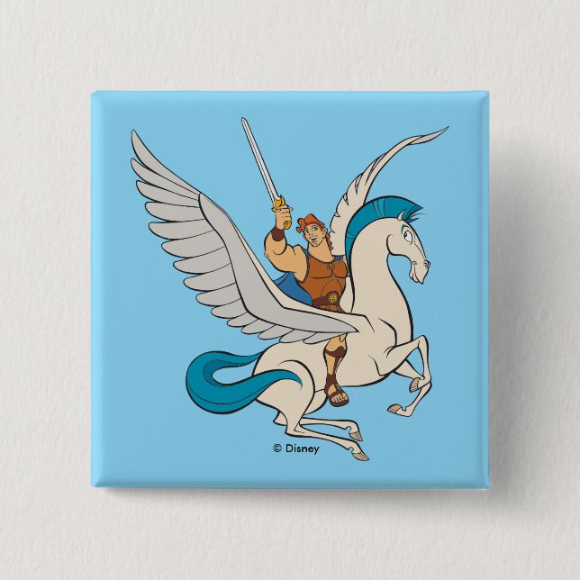 Hercules Riding Pegasus Button (Front)
