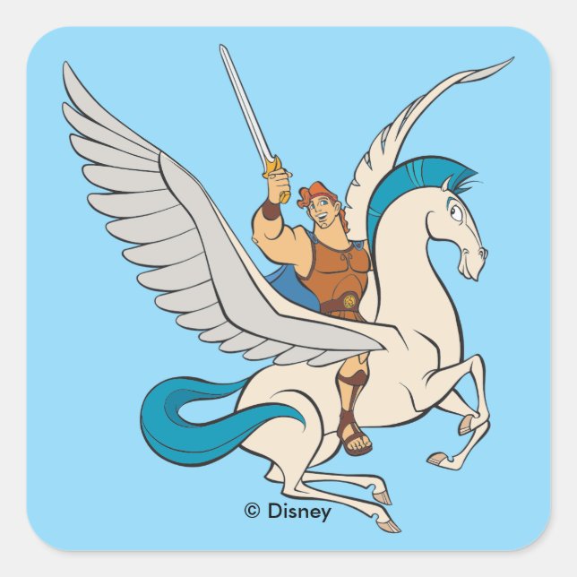 Hercules Riding Pegasus Square Sticker (Front)