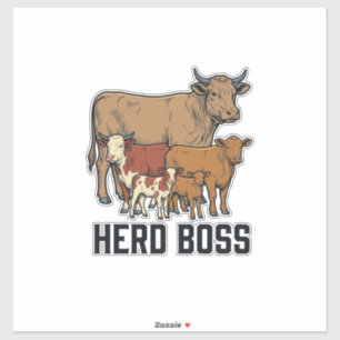 Herd Boss Cow Family Vintage Engraving Design_1