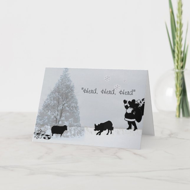 "Herd, Herd, Herd"~Border Collie Christmas Holiday Card (Front)