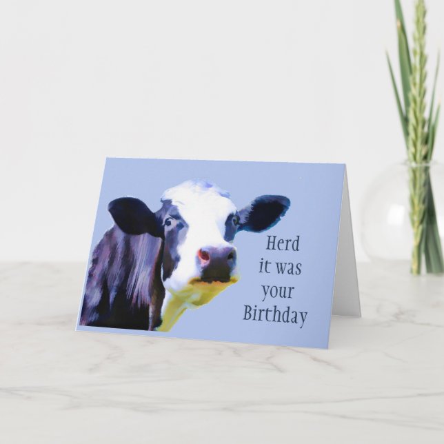 Herd it was your Birthday Hope Fun Cow Humour Card (Front)