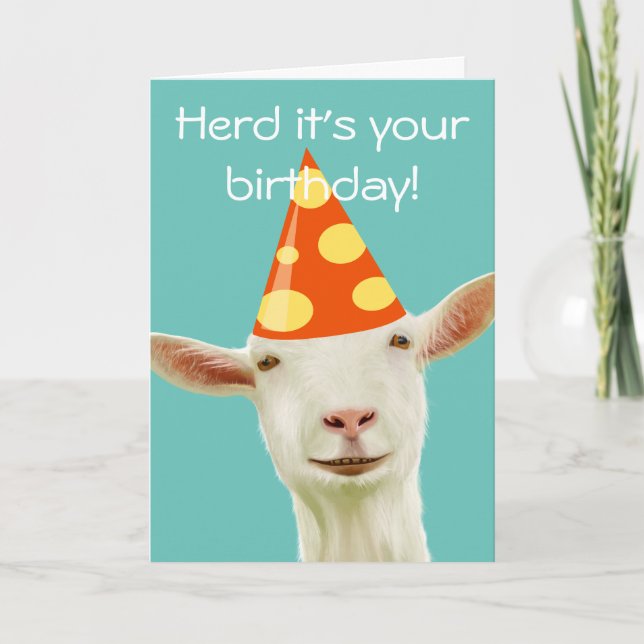 Herd It's Your Birthday From A Funny Goat Card (Front)