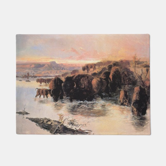 Herd of American Buffalo Doormat (Front)