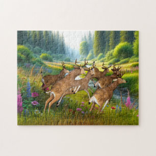 Herd of Deer Running  Jigsaw Puzzle