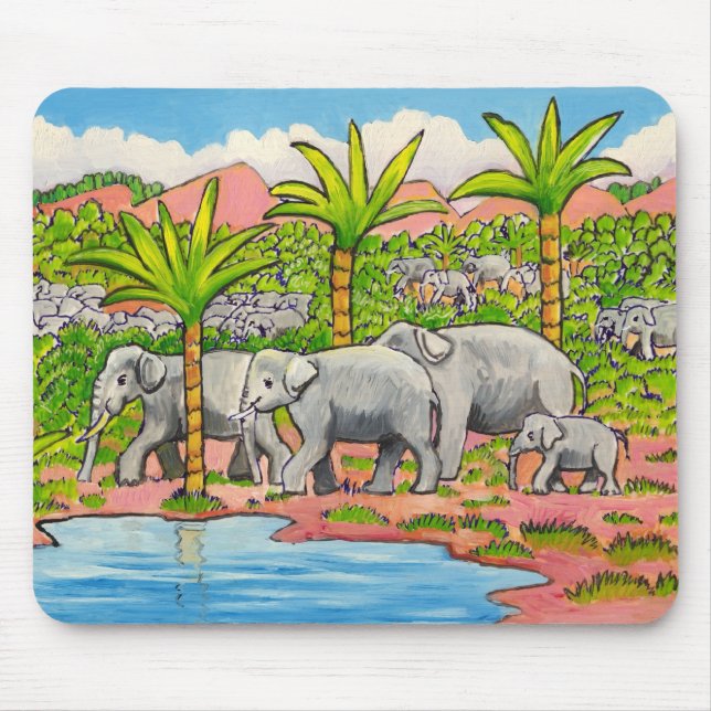 Herd of Elephants Mouse Mat (Front)