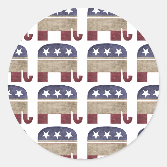 Herd of Elephants Republican GOP Classic Round Sticker (Front)