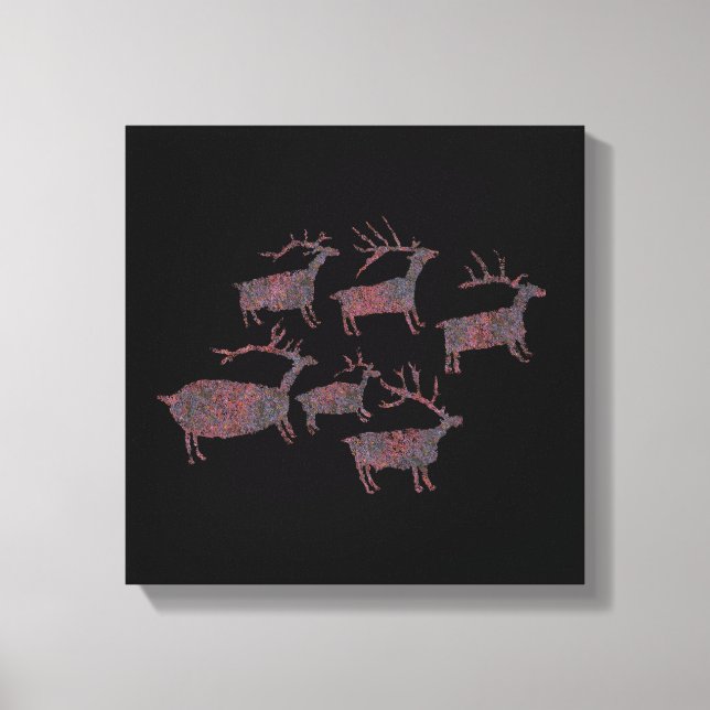 Herd of Elk Petroglyph Canvas Print (Front)
