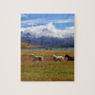 Herd of Horses Galloping in Field Jigsaw Puzzle