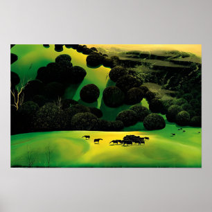 Herd of Horses - Magic Realism Eyvind Earle Poster