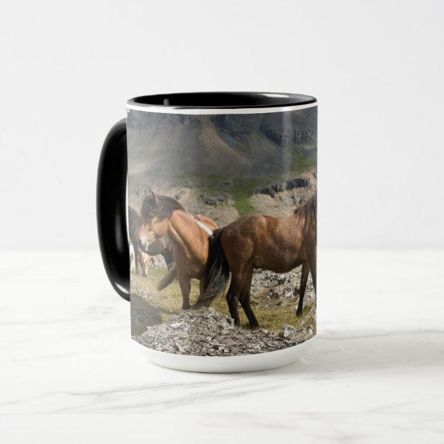 Herd Of Horses, Near Hofn, Iceland Mug (Front Left)