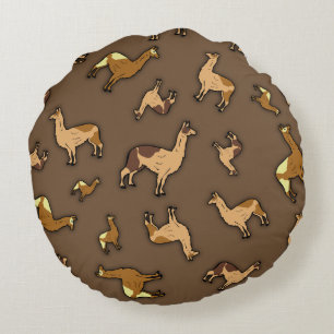 Herd of Llamas Round Cushion