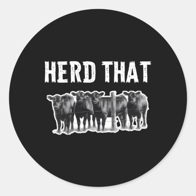 Herd T Black Angus Cow Classic Round Sticker (Front)