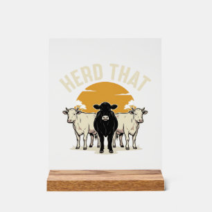Herd That Funny Cow Vintage Engraving Design Acrylic Sign