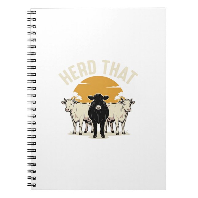 Herd That Funny Cow Vintage Engraving Design Notebook (Front)