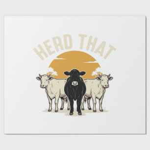 Herd That Funny Cow Vintage Engraving Design Wrapping Paper