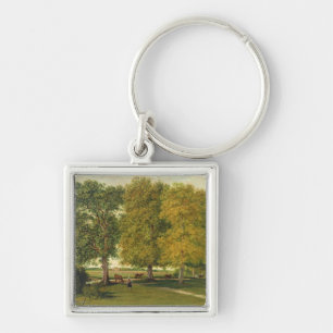 Herder with Cattle beneath Autumnal Trees Key Ring