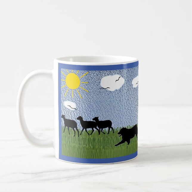 Herding - Driving the Sheep Aussie v3 Coffee Mug (Left)