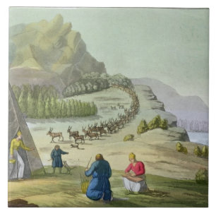 Herding Reindeer, Lapland, plate 47 from 'Le Costu Tile