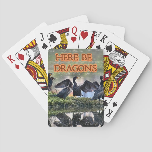 Here Be Dragons Cormorants Playing Cards (Back)