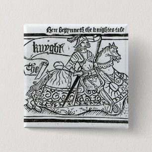 'Here Begynneth the Knightes Tale' 15 Cm Square Badge