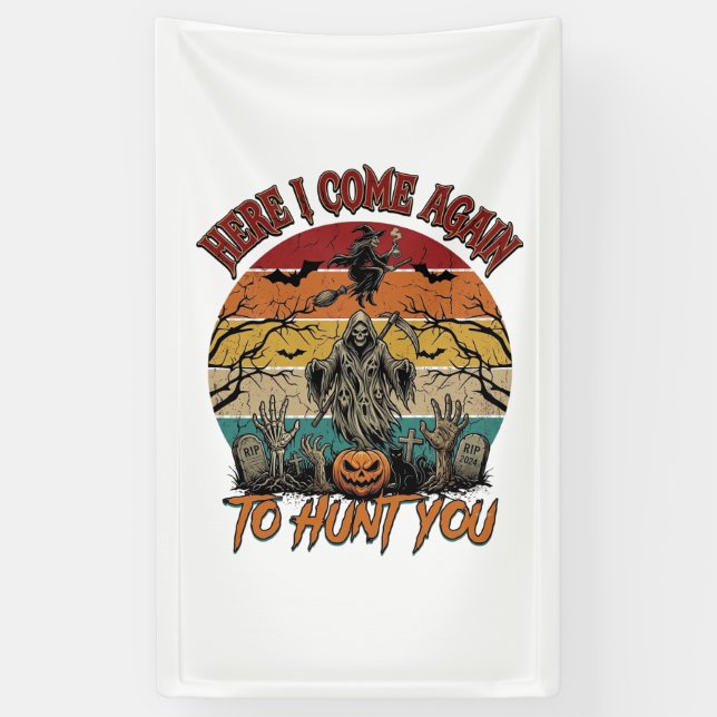 Here Come Again Grim Reaper Halloween Pumpkin_1 Banner (Vertical)
