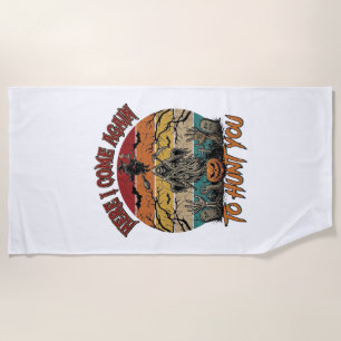 Here Come Again Grim Reaper Halloween Pumpkin_1 Beach Towel