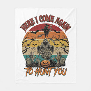 Here Come Again Grim Reaper Halloween Pumpkin_1 Fleece Blanket