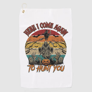 Here Come Again Grim Reaper Halloween Pumpkin_1 Golf Towel