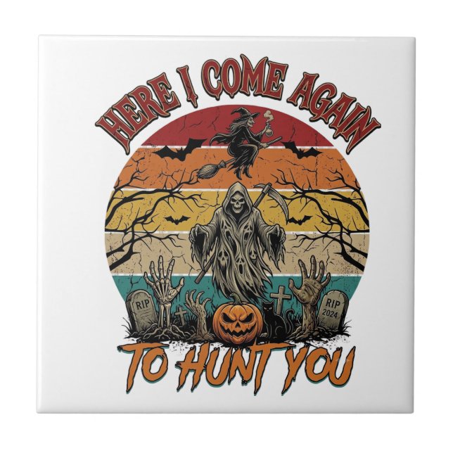 Here Come Again Grim Reaper Halloween Pumpkin_1 Tile (Front)
