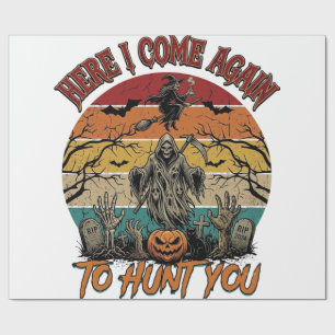 Here Come Again Grim Reaper Halloween Pumpkin_1 Wrapping Paper